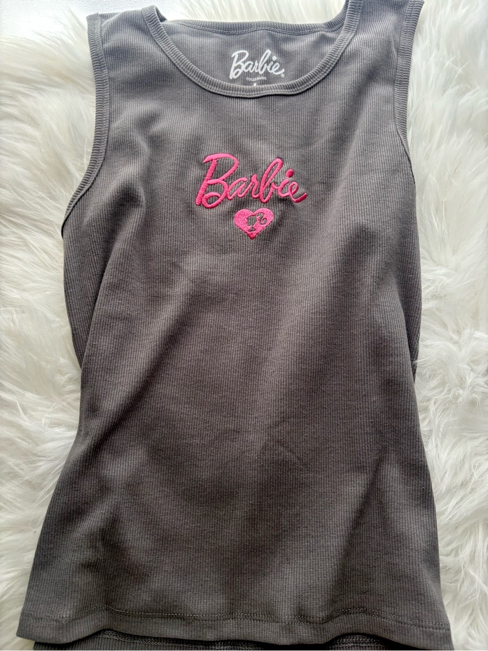 Barbie Charcoal Gray Tank Top with Pink Logo